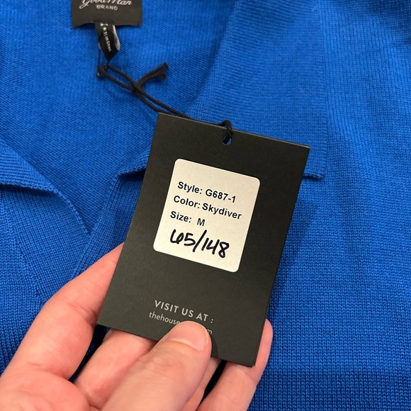 NWT Good Man Brand Men's Navy Blue Buttonless Polo Shirt Size Medium - Picture 3 of 4